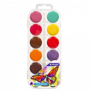 Акварель Alingar карамельная, 24 цвета, без кисти, пластик. упаковка, "Бабочка"