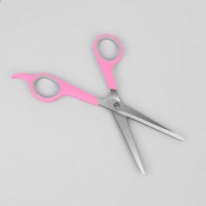Ножницы парикмахерские с упором, в чехле, лезвие — 7 см, цвет розовый/серебряный