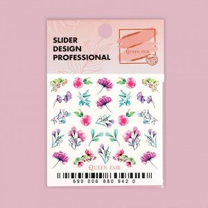 Слайдер-дизайн для ногтей «Нежные цветы»