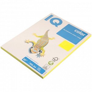 Бумага цветная А4 100 л, IQ COLOR Neon, 80 г/м2, желтый неон, NEOGB