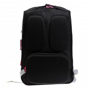 Рюкзак молодёжный, Merlin, 45 x 30 x 14 см, эргономичная спинка, чёрный/розовый