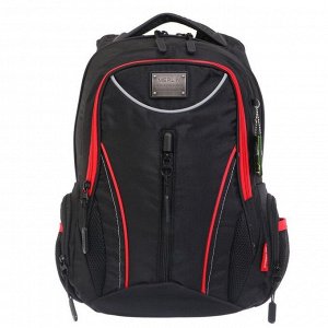 Рюкзак молодёжный, Merlin, 43 x 33 x 13 см, эргономичная спинка, чёрный/красный