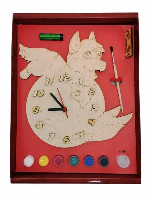 Часы с циферблатом под роспись "Барбос-чемпион" с красками арт.ДНИ139