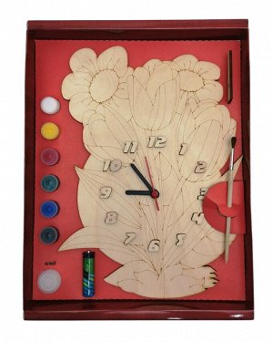 Часы с циферблатом под роспись "Весенний букет" с красками арт.ДНИ138