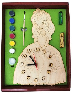Часы с циферблатом под роспись "Принцесса" с красками арт.ДНИ136