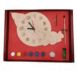 Часы с циферблатом под роспись "Ракета" с красками арт.ДНИ126