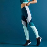 Легинсы для фитнеса и кардиотренировок женские FTI 520T тем зеленые color block
