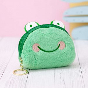 Кошелёк меховой "Face animal", frog green