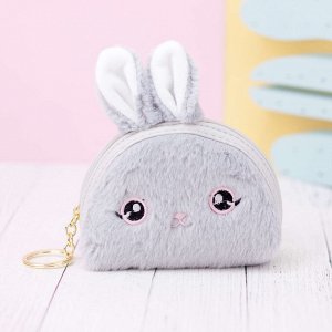 Кошелёк меховой "Cute bunny", grey