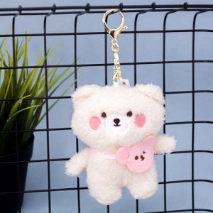 Брелок меховой "Bear with bag", white