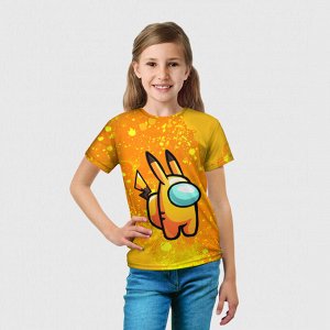Детская футболка 3D «AMONG US - Pikachu»