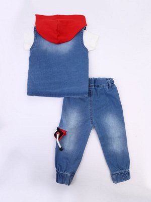 Комплект для мальчика: футболка, брюки джинсовые и жилет