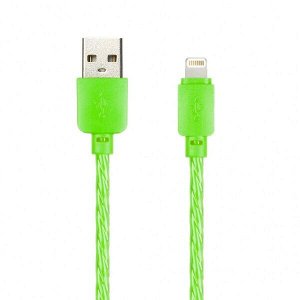 Дата-кабель 8pin SILICONE SPIRAL, зеленый, 2 А, 1 м (iK-512SPS green)