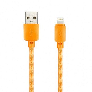Дата-кабель 8pin SILICONE SPIRAL, оранжевый, 2 А, 1 м (iK-512SPS orange)