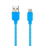 Дата-кабель MicroUSB SILICONE SPIRAL, синий, 2 А, 1 м (iK-12SPS blue)