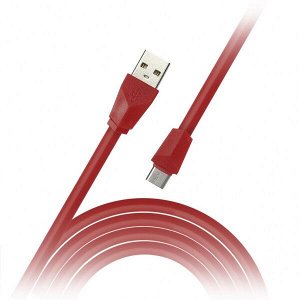 Дата-кабель USB - micro USB, плоский, длина 1 м, красный (iK-12r red)