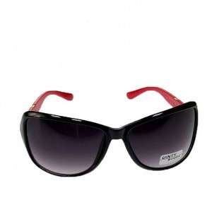 Классические женские очки Alur_Mua в чёрной оправе с красными дужками.