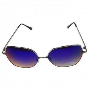 Стильные очки-бантики Henzy в серебристой оправе с синими линзами.