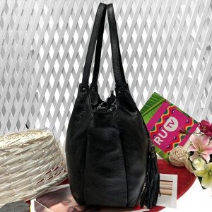 Женская сумка тоут Avelone из натуральной премиальной кожи чёрного цвета.