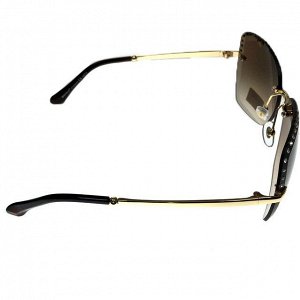 RusBizz Женские очки оверсайз Coctail со стразами по окантовке кофейного цвета.