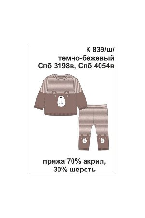 Комплект Цвет: темно-бежевый; Вид изделия: Вязаные изделия; Полотно: Пряжа полушерсть; Рисунок: темно-бежевый; Сезон: Осень-Зима; Коллекция: №258 Кемпинг в горах
Вязаный детский комплект из полушерст