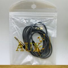 Кабель AUX Jack 3.5mm-Jack 3.5mm тканевый черно-белый