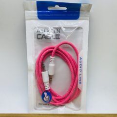 Кабель AUX Jack 3.5mm-Jack 3.5mm розовый тканевый