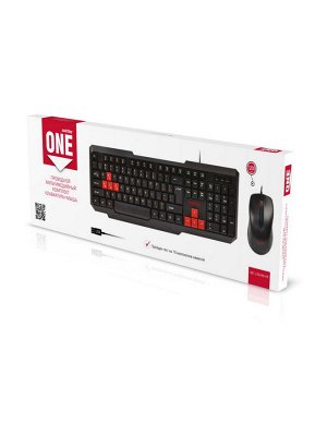 Проводной мультимедийный комплект клавиатура+мышь ONE черно-красный (SBC-230346-KR)