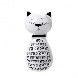 Сувенир керамика "Котик с кудрявым брюшком" бело-чёрный с золотом 10,7х5,2х7,2 см