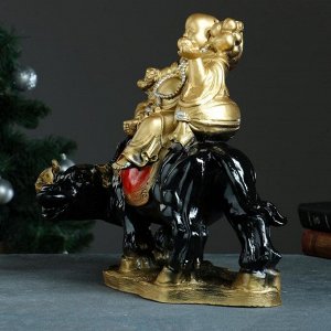 Фигура "Хоттей на буйволе" красное золото, 46х22х37 см