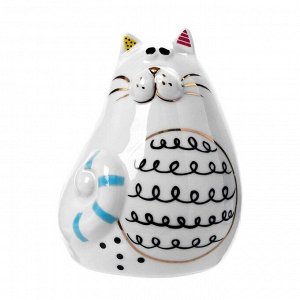 Сувенир керамика "Пухлый кот" цветные пятнышки 10,2х7,3х8,2 см