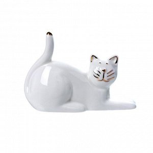 Сувенир керамика &quot;Белый кот с золотыми ушками&quot; 7,5х3,5х11 см