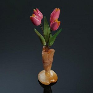 Сувенир «Тюльпаны в вазе», 5 цветков, 11? 22 см, селенит