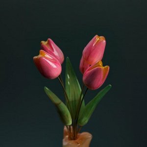 Сувенир «Тюльпаны в вазе», 5 цветков, 11? 22 см, селенит