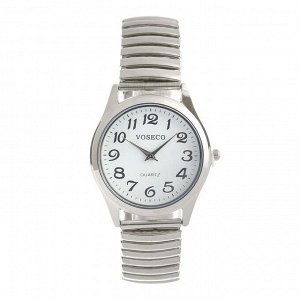 Часы наручные женские, браслет "резинка" серебро. d -4cм.