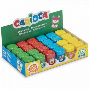 Точилка CARIOCA, с контейнером, пластиковая, цвет корпуса ассорти, 42099