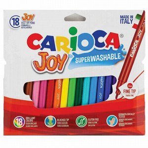 Фломастеры CARIOCA (Италия) "Joy" 18 цветов, суперсмываемые, вентилируемый колпачок, 40555