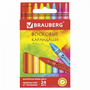 Восковые карандаши BRAUBERG "АКАДЕМИЯ", НАБОР 24 цвета, 227285