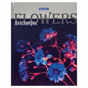 Дневник 5-11 класс, 48 л., твердый, BRAUBERG, металлизированный картон, с подсказом, "Flowers", 106081