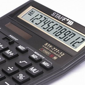 Калькулятор настольный STAFF STF-777, 12 разрядов, двойное питание, 210x165 мм, ЧЕРНЫЙ