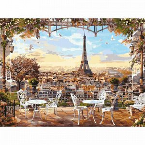 Картина по номерам 40х50 см ОСТРОВ СОКРОВИЩ "Париж", на подрамнике, акриловые краски, 3 кисти, 662466