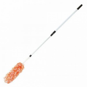 Сметка-метелка для смахивания пыли LAIMA, телескопическая стальная ручка, 160 см, оранжевая, 603619