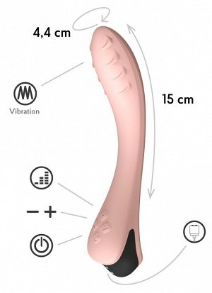 Персиковый вибратор для G-точки Apus - 19 см.