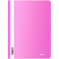 Папка-скоросшиватель пластик. Berlingo "Neon", А4, 180мкм, неоновая розовая с прозр. верхом