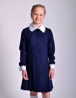 Школьное платье: Полина с габардиновым воротничком темно-синее