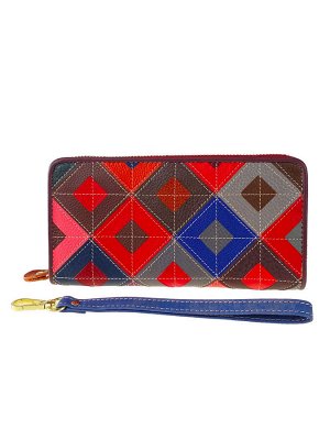 Женский кошелёк-портмоне из натуральной кожи с орнаментом, разноцветный