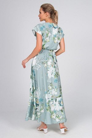 Платье Дарья №57. Цвет:св.зеленый/цветы