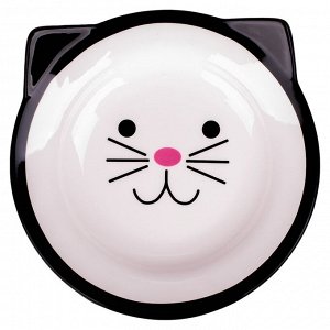 КерамикАрт миска керамическая для кошек 150 мл Мордочка кошки черная