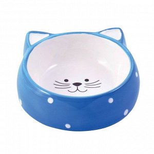 КерамикАрт миска керамическая для кошек Мордочка кошки 240 мл, голубой