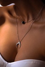 Серебряное колье-чокер с агатом &quot;Black&quot;, арт. 11288